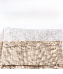 Close-up of durable burlap wine bag showing neat stitching and sturdy linen texture