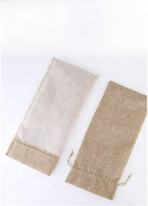 Detail of breathable linen wine bag material showing dust-proof and lint-free texture