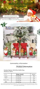 Tabella taglie copribottiglie natalizi 30,5x14cm con motivi di Babbo Natale e renna