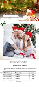 Detailed size chart for plush Christmas hats with Father Mother and Kids embroidery