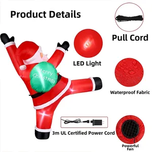 Outdoor inflatable Santa with UL power cord, blower, LED lights and fixing ropes