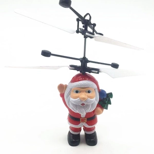 Flying Santa Claus induction toy with double rotor blades for Christmas gift