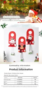 Vue détaillée de suspensions de porte de Noël avec figurines du Père Noël et bonhomme de neige