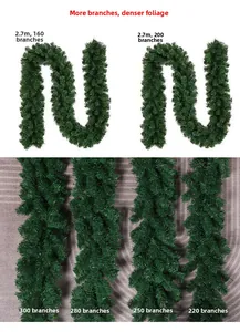 Detail view of 2.7m artificial Christmas garland showing different pine needle densities