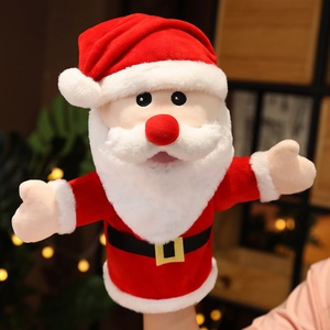 Plush Santa Claus hand puppet toy for storytelling with soft fabric and festive details