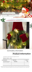 Detailed size chart for Christmas gnome wreath with LED lights and festive long legs