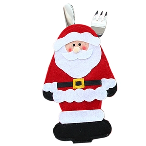 Santa Claus cutlery holder for Christmas table decor with stainless steel knife and fork