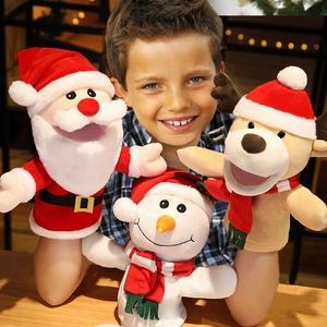 Christmas Hand Puppet Toy Plush Santa Claus Snowman Reindeer Storytelling Props For Parent-Child Interaction Kids Gift