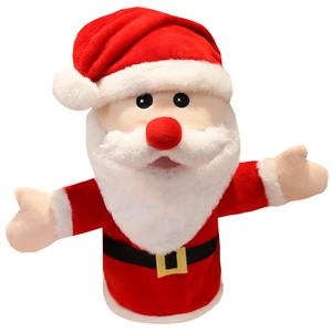 Plush Santa Claus hand puppet for Christmas storytelling and interactive holiday games