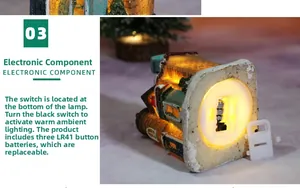 Vue du bas de la maison de Noël montrant le compartiment pile et l'interrupteur