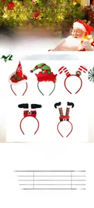 Detailed catalog showing dimensions and materials for various festive Christmas headbands