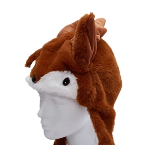 Funny reindeer plush Christmas hat for kids and adults with cute antlers and ears