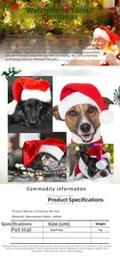 Tableau des tailles pour chapeau de Noël pour animaux en polaire rouge et tissu non tissé