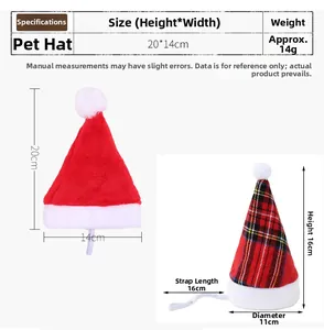 Guide des tailles pour bonnets de Noël pour animaux en peluche rouge et à carreaux
