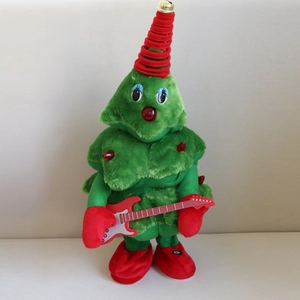 Animated singing and dancing plush Christmas tree toy with electric guitar