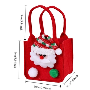 Christmas Santa felt gift bag with dimensions 10x9x9cm for candies and holiday decorations