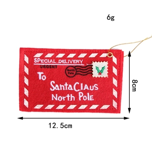 Red felt Christmas envelope ornament with To Santa Claus embroidery, size 12.5x8cm