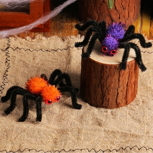Set di fermagli per capelli a ragno di Halloween con zampe di peluche viola e arancio