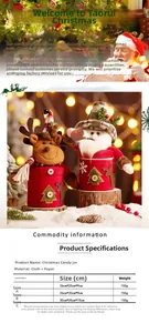 Tableau des tailles pour bocaux de bonbons de Noël avec figurines Père Noël et renne