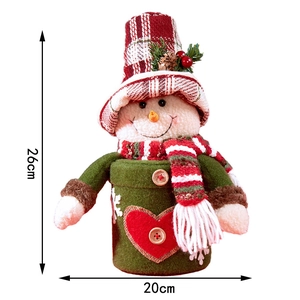 Pot à bonbons bonhomme de neige de Noël avec bonnet écossais rouge, taille 26cm x 20cm