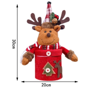 Détail du pot à bonbons renne de Noël en feutre de 30 cm avec écharpe et bonnet