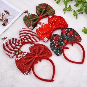 Weihnachten Große Schleife Haarreif Kinder Erwachsene Party Deko Pailletten Gestreift Kariert Merry Christmas Haarschmuck