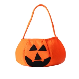 Leuchtende Halloween-Kürbis-Tasche aus Filz mit klassischem Jack-o'-lantern-Gesicht