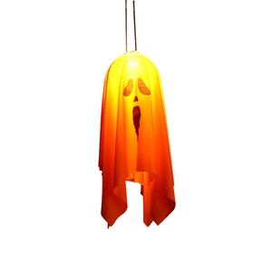 Hanging Halloween ghost light with LED glow and spooky face for festive outdoor decoration