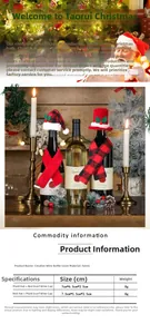 Size chart for Christmas wine bottle mini scarf and hat set made of soft fabric