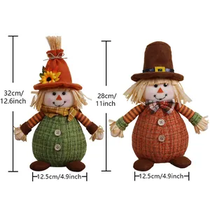 Size chart for autumn scarecrow gnome dolls showing 12.6 and 11 inch height dimensions
