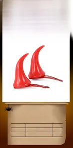 Détail de pinces à cheveux cornes de diable rouges, 4cm en plastique pour costumes d'Halloween
