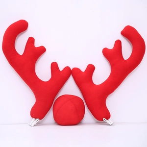 Christmas Reindeer Car Decoration Kit Red Antlers And Nose Plush Vehicle Costume Ornament For Holiday Festive Party Supplies
