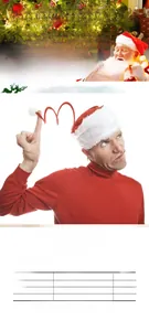 Adult male wearing a classic red and white Christmas spring hat with white plush pom-pom