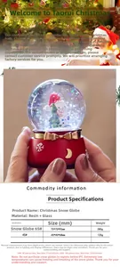 Detailed size specifications for the resin and glass Christmas Santa snow globe decor