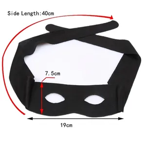 Black Zorro eye mask for Halloween party cosplay with adjustable 40cm long side ties