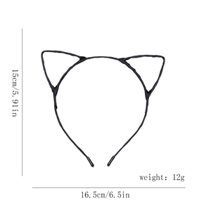 Detail view of the cat ear headband dimensions and lightweight 12g fabric metal design