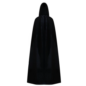 Halloween hooded black velvet cloak for adult or child cosplay and medieval costumes