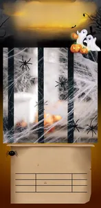 Polyester Halloween spider web with black plastic spiders for spooky party decorations