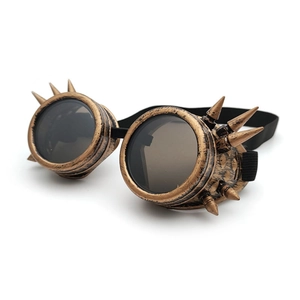 Retro bronze steampunk goggles with metallic spikes and adjustable strap for cosplay