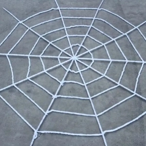 Large Halloween Round Spider Web Decoration Spooky Outdoor Prop Fuzzy Knitted Giant Cobweb For Yard Haunted House Party Decor