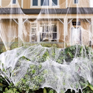 Stretchable Spider Web Halloween Decorations With Plastic Spiders Horror Haunted House Prop For Outdoor Indoor Party