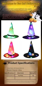 Detailed size specifications for LED glowing wizard hats with 37cm by 34cm dimensions