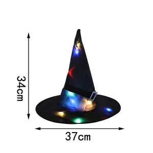 Detail of LED wizard hat with size dimensions 34cm height and 37cm base diameter