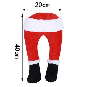 Detail view of 40cm plush Santa legs ornament with dimensions for Christmas decor