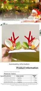 Detail of Christmas reindeer antler hair clips with forest-themed mushrooms and berries