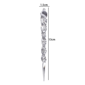 Clear spiral icicle ornaments for Christmas tree decoration, 13cm length and 1.5cm width