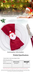 Detail of 4-pack Santa Claus felt napkin rings showing dimensions 4cm x 19cm x 9.5cm
