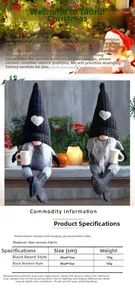 Size specifications for knitted Christmas coffee gnomes with heart hats and hanging legs