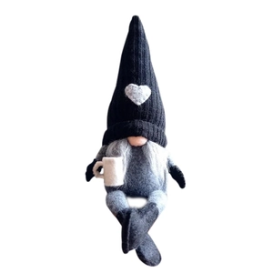 Christmas gnome plush with knitted heart hat and long legs for home holiday decoration