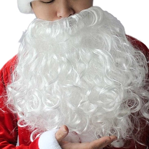 Deluxe white curly Santa Claus beard and wig set for festive Christmas cosplay costumes